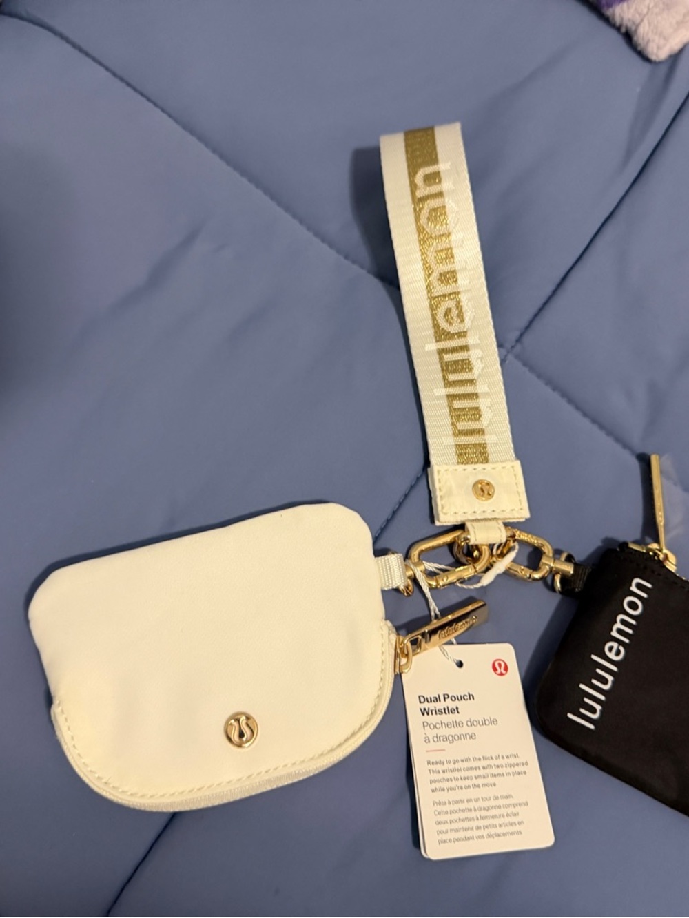 Lululemon Dual Pouch Wristlet – White/Black/Gold – NWT